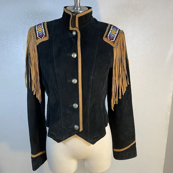 Phoenix Frontier sz S Black Suede Leather Jacket - Picture 1 of 13